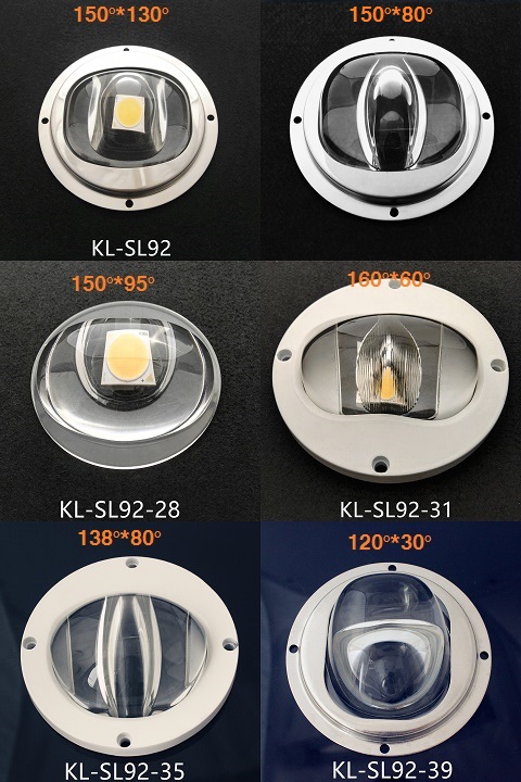 street light led 92mm lens glass of IESNA Type I-II-III-IV Patterns